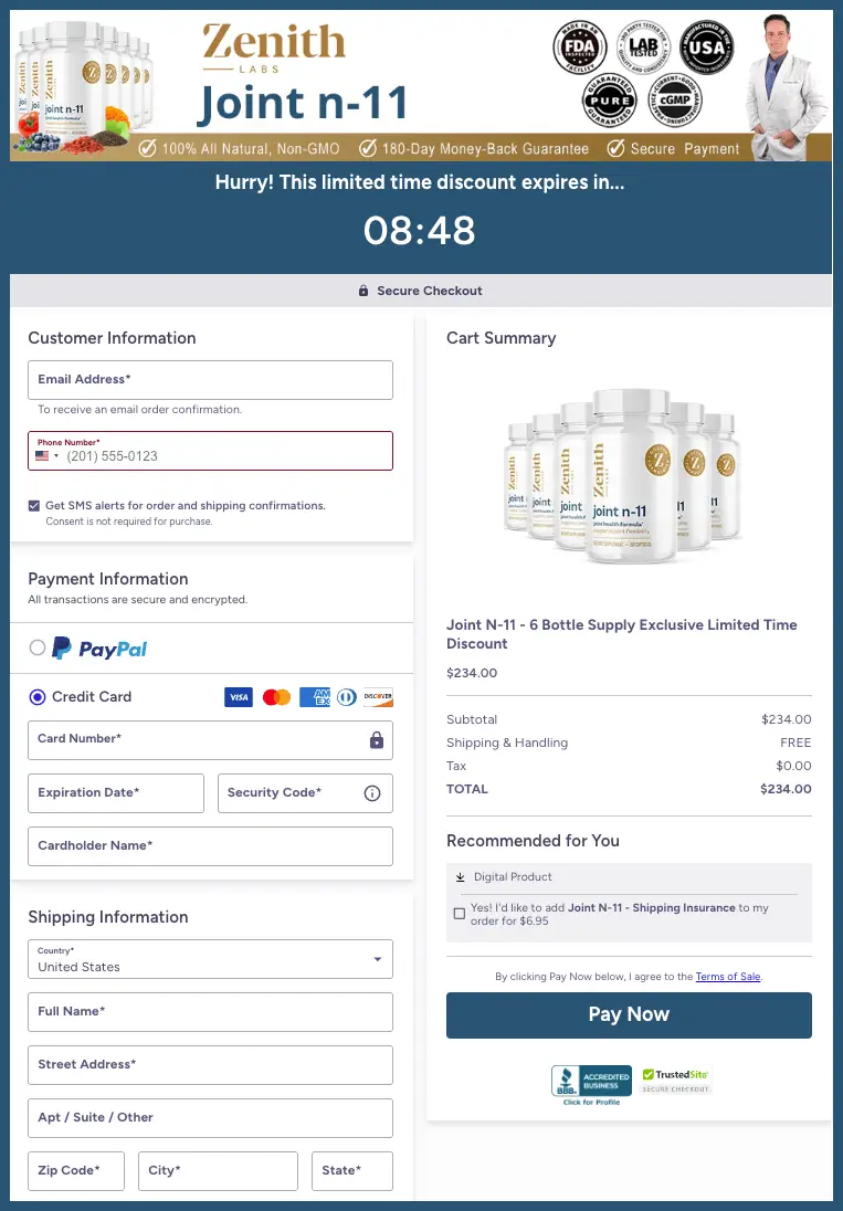 Joint N-11 Official Website Secure Order Page